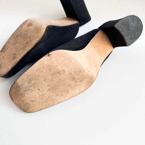 Vintage Unisa Black Satin Horsebit Detail Block Heel Slides 7.5B - Picture 7 of 10